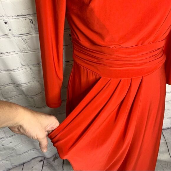Nine West Red cowl neck draped long sleeve dress - Picture 4 of 13
